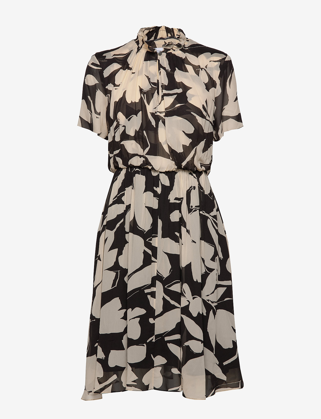 Calvin Klein - PRT GEORGETTE RUFFLE - bold floral - black / macadami - 0