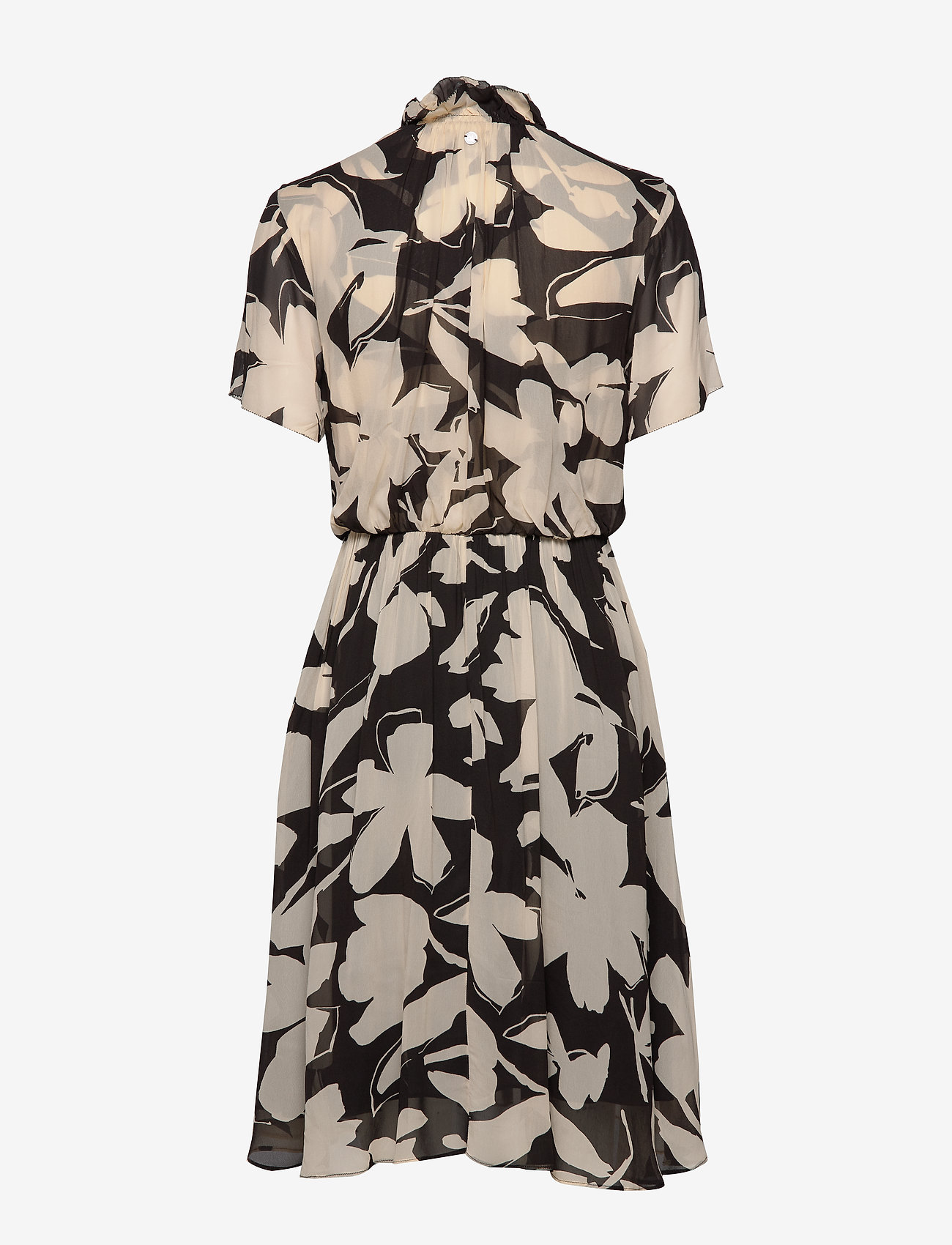 Calvin Klein - PRT GEORGETTE RUFFLE - bold floral - black / macadami - 1