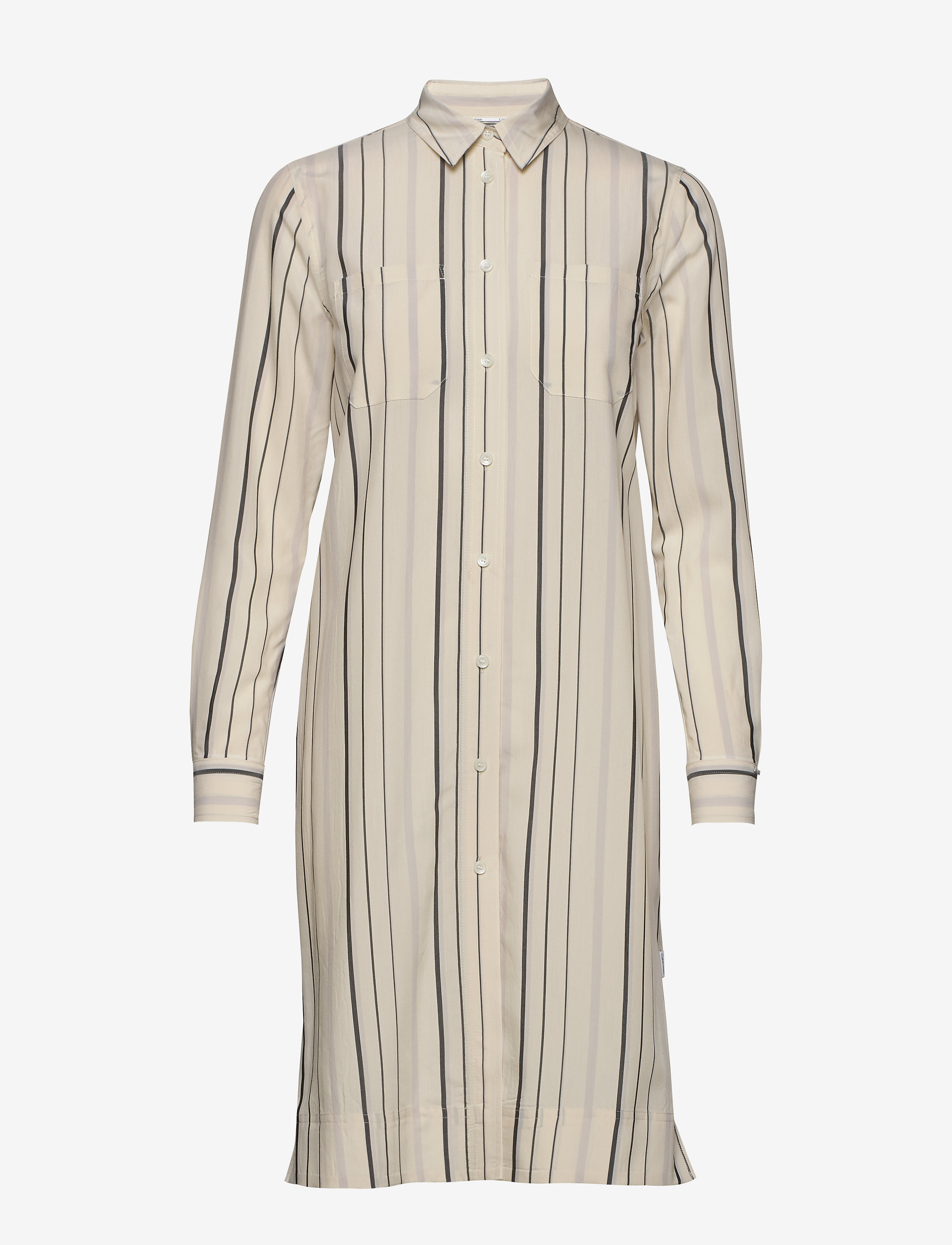 Calvin Klein - LS STRIPE BELTED SHI - bold stripe - white smoke / bl - 2