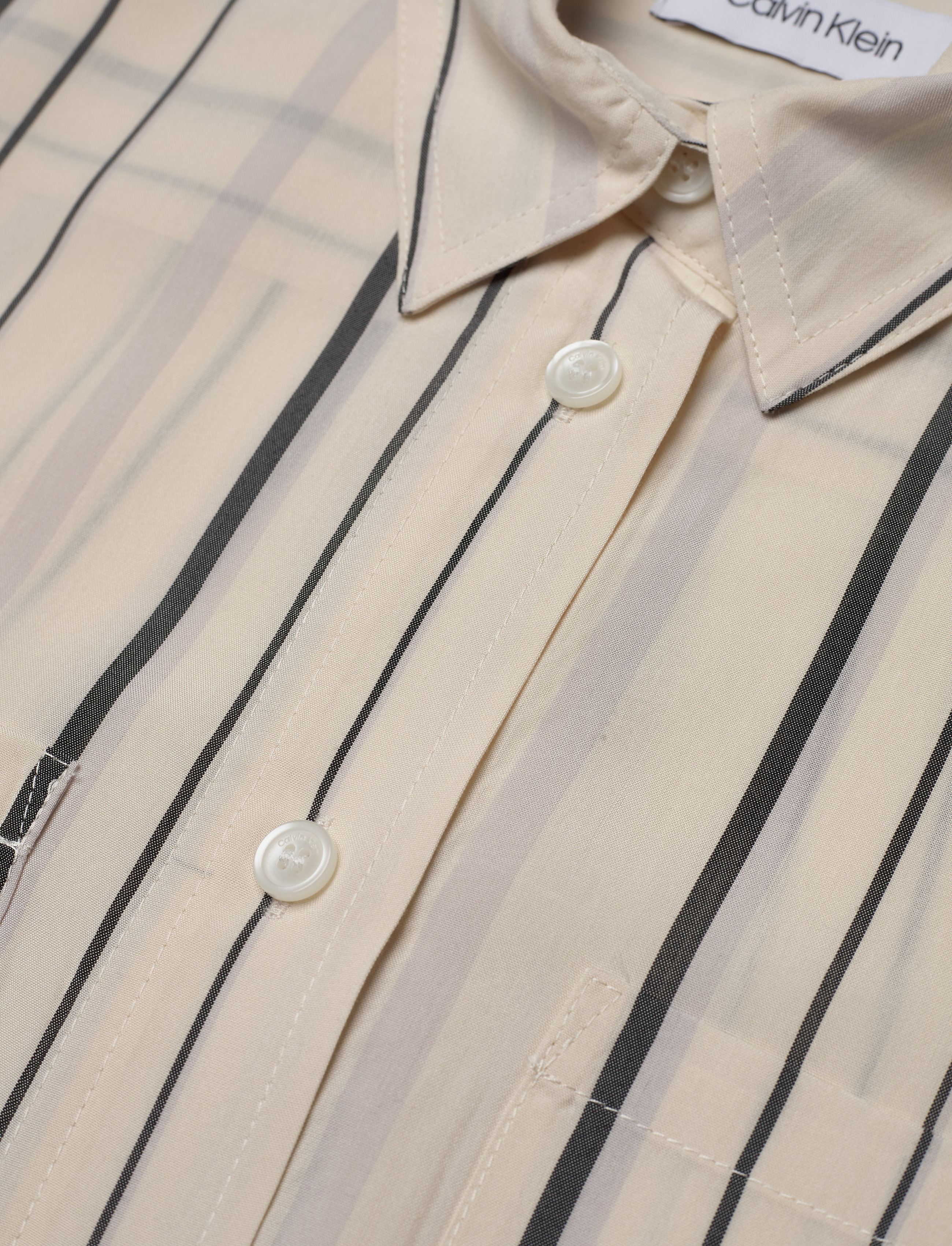 Calvin Klein - LS STRIPE BELTED SHI - bold stripe - white smoke / bl - 3