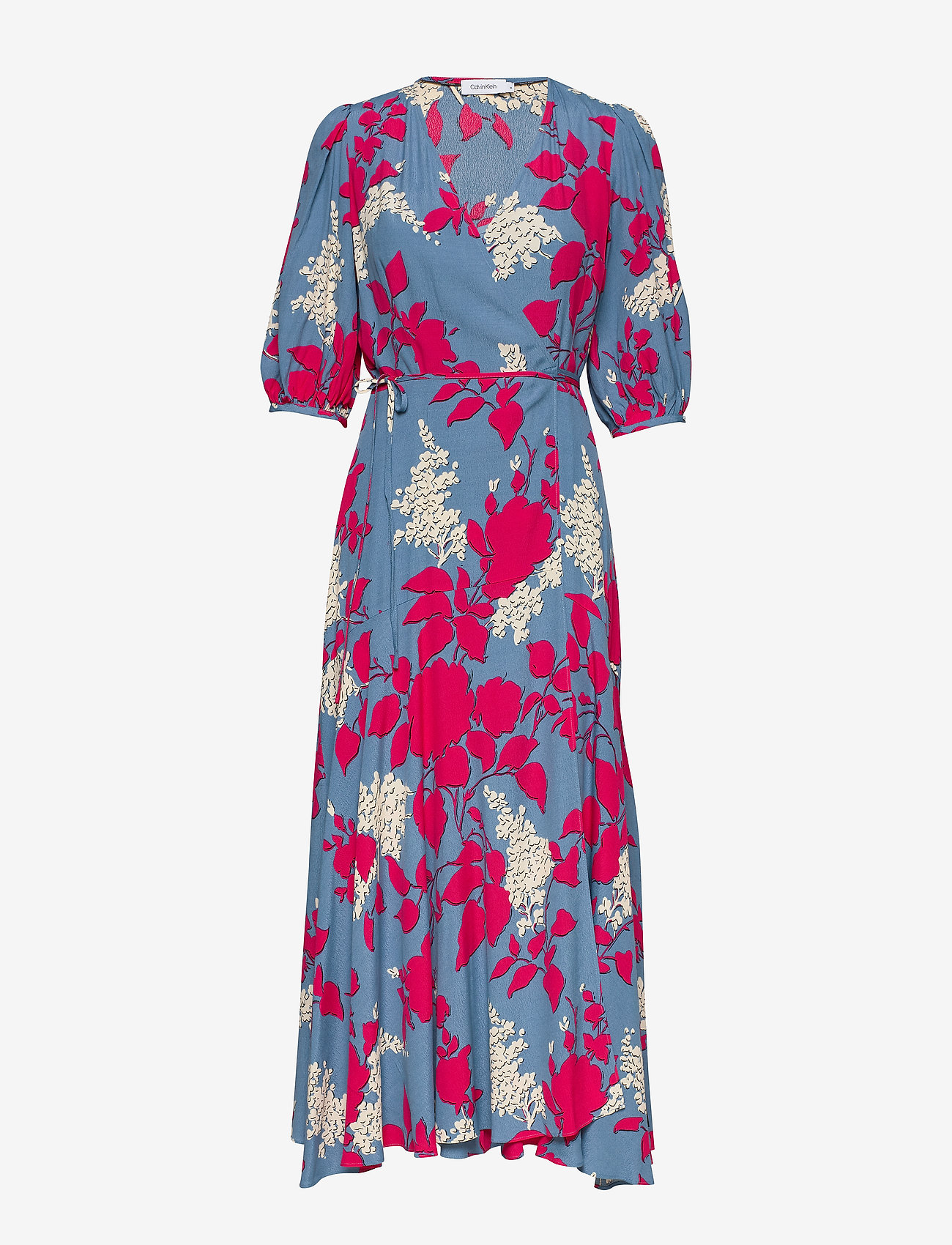 PRT 3/4 SLV WRAP MAX - TRAILING FLORAL - BLUE HEAVEN