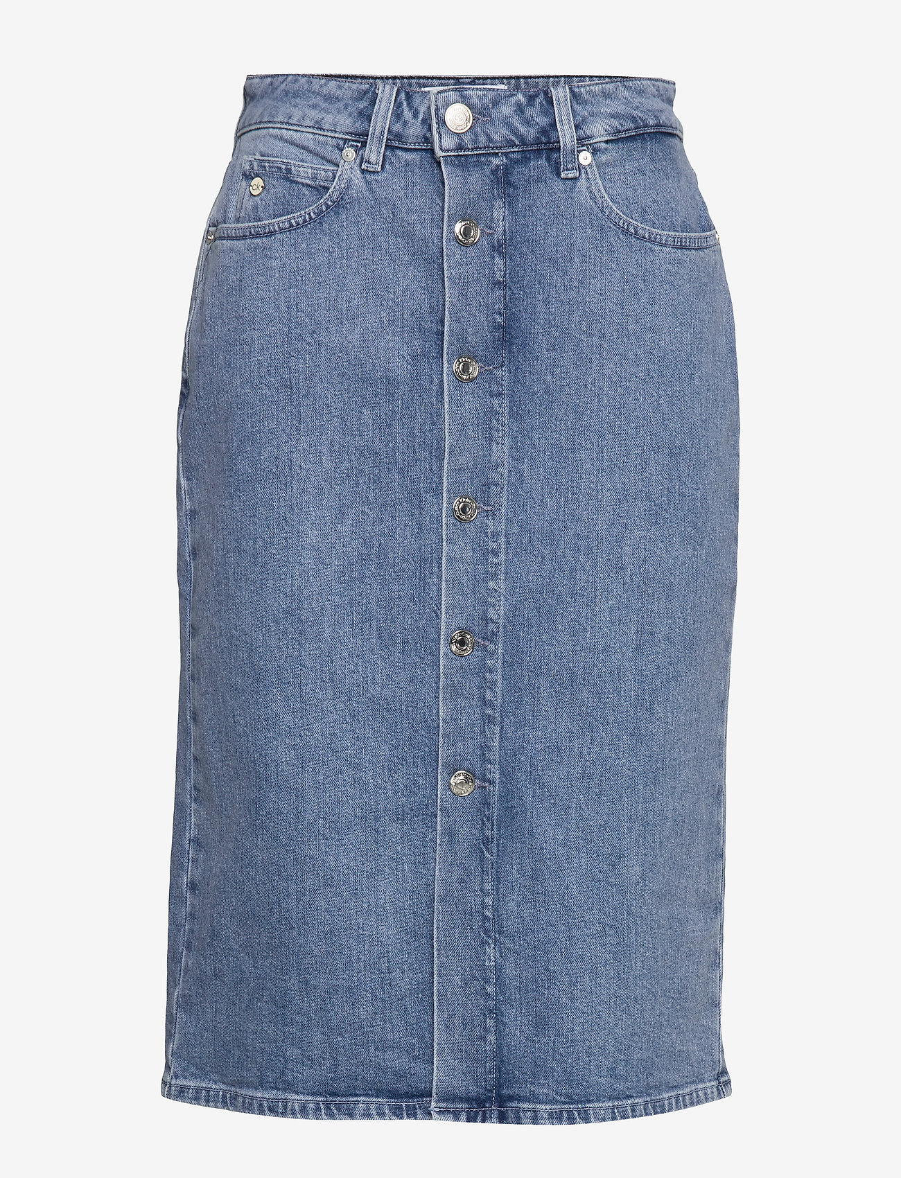 Calvin Klein - BUTTON UP MIDI SKIRT - ice cube dark blue - 0