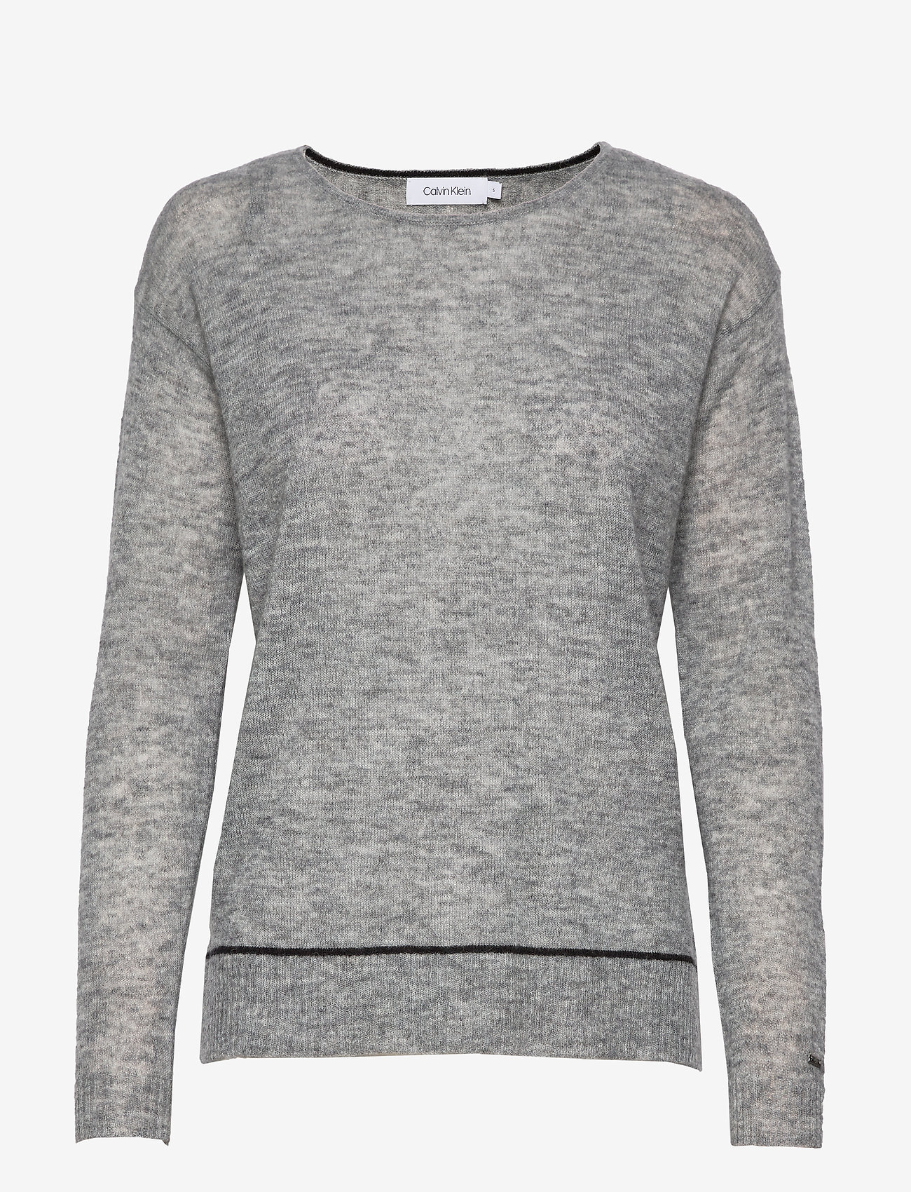 LS ALPACA BLEND SWEATER - MID GREY HEATHER