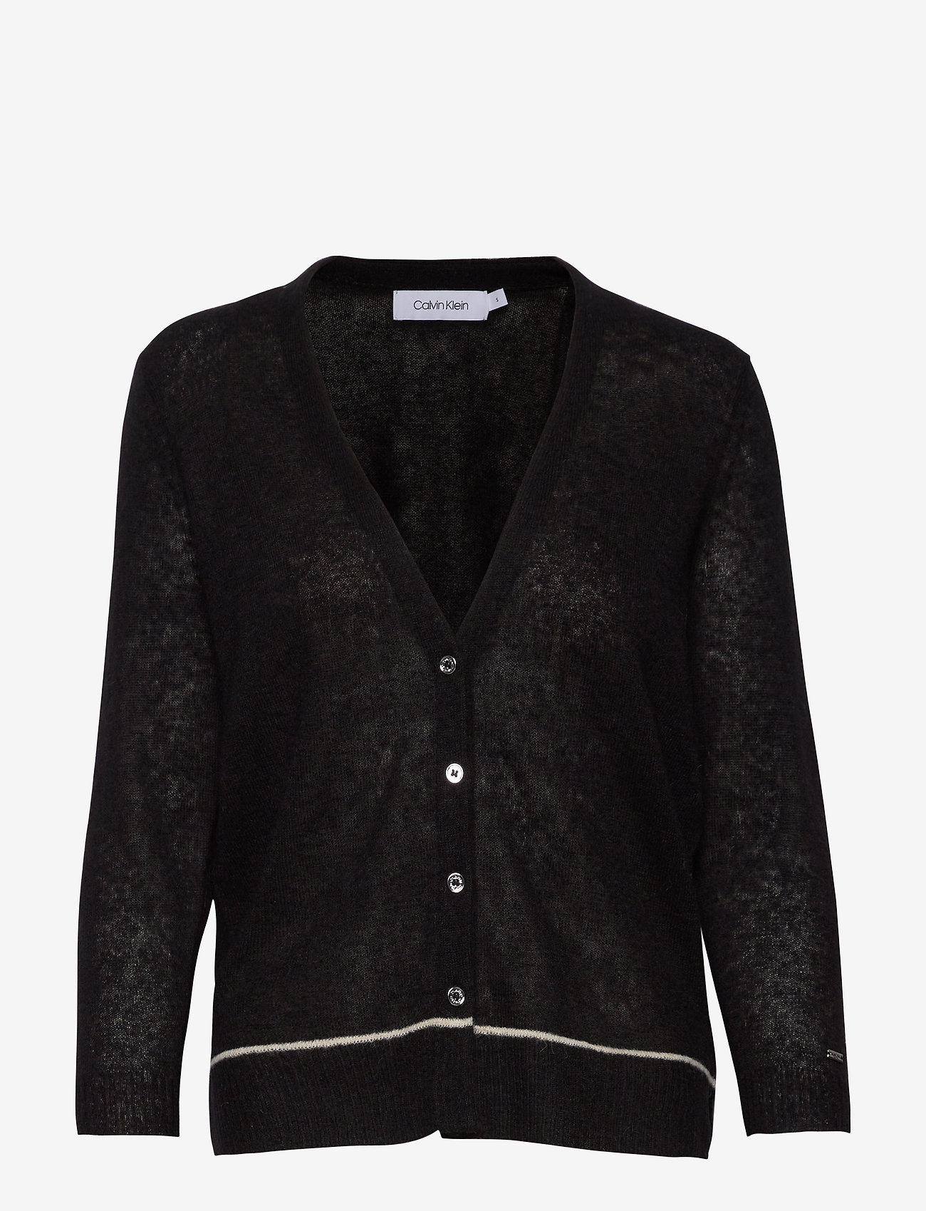 3/4 SLEEVE ALPACA BLEND CARDIGAN - CK BLACK