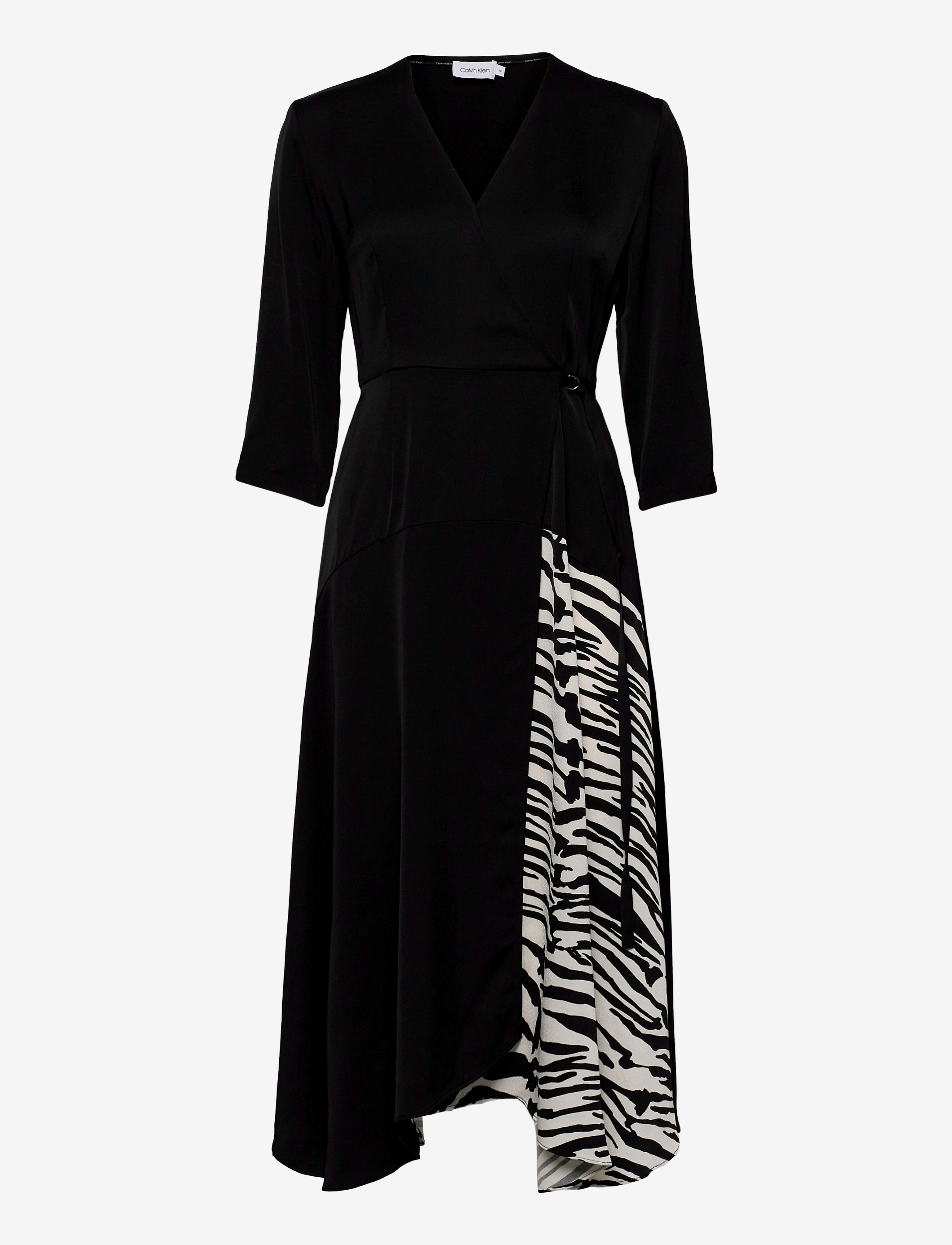 Calvin Klein - 3/4 SLV WRAP DRESS - zebra black patchwork - 0