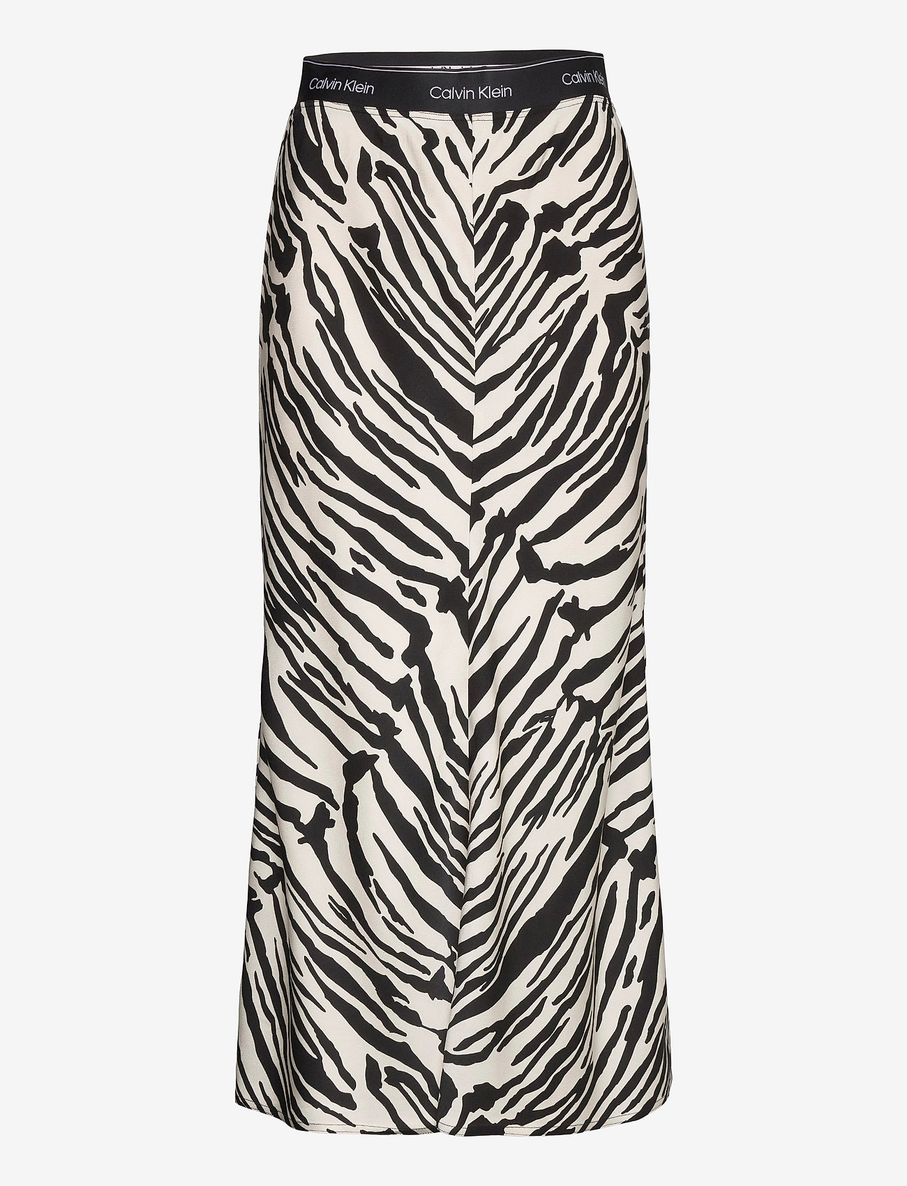Calvin Klein - PRT ELASTICATED BIAS  MIDI SKIRT - zebra - black / white - 0
