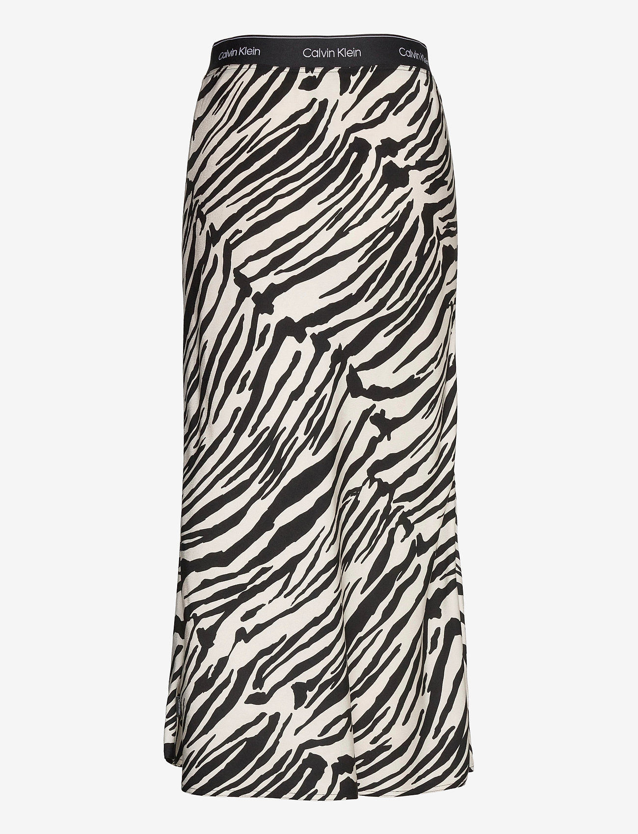 Calvin Klein - PRT ELASTICATED BIAS  MIDI SKIRT - zebra - black / white - 1