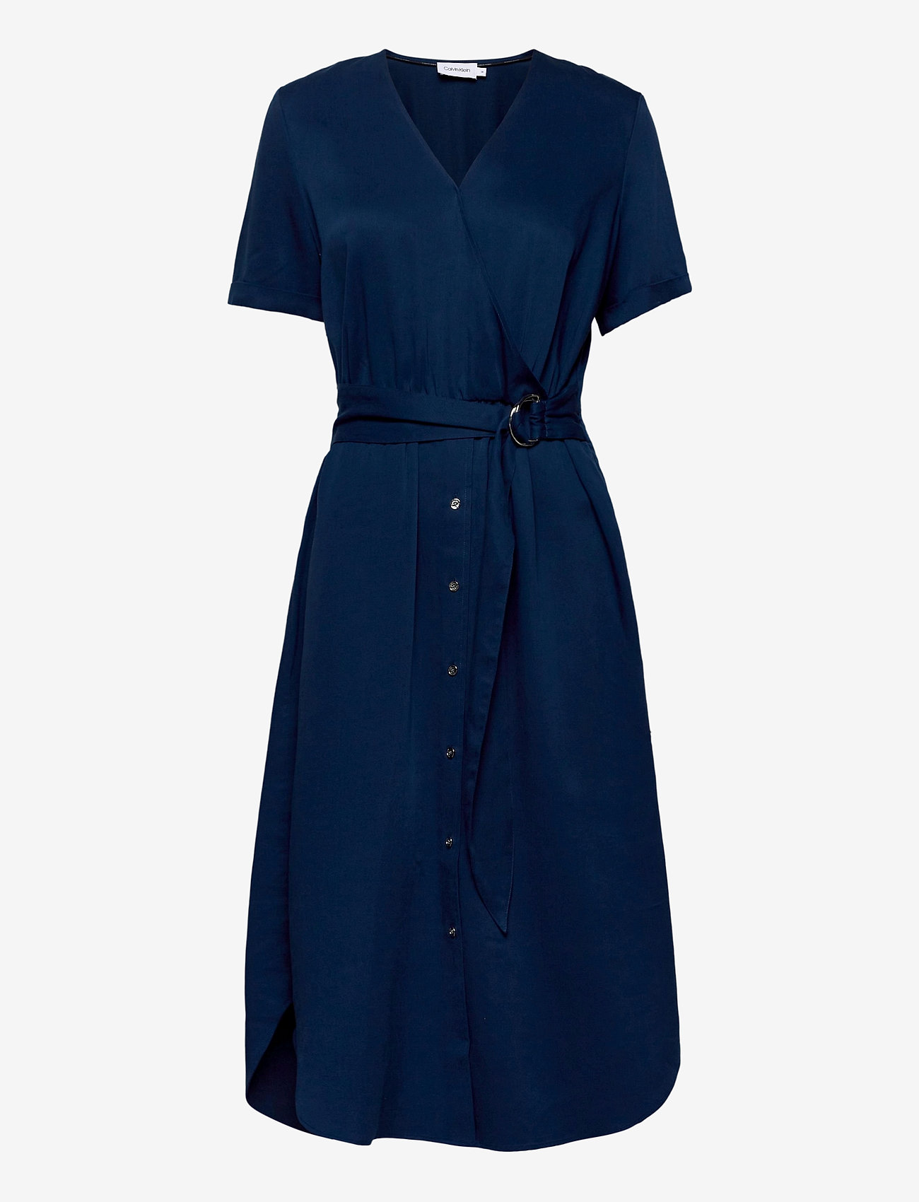 Calvin Klein - TENCEL SS  WRAP MIDI DRESS - blue jean - 0