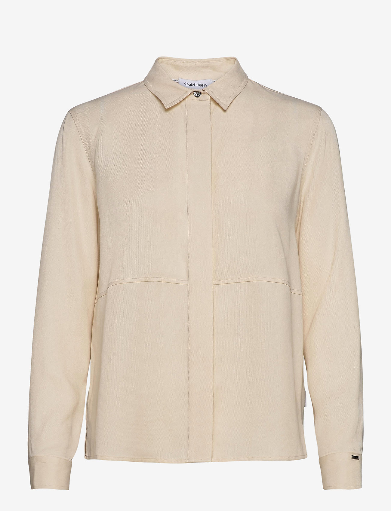 Calvin Klein - LS TENCEL SIDE SPLIT SHIRT - white smoke - 0