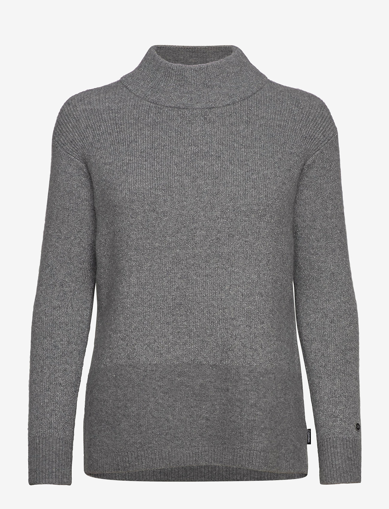 LS LUREX MOCK NECK SWEATER - MID GREY HEATHER