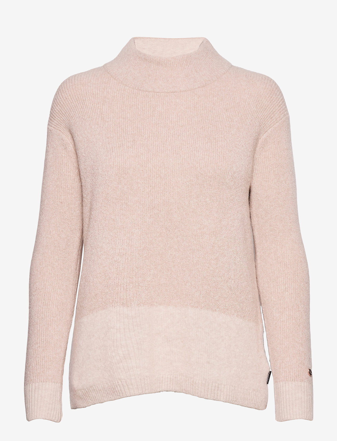 LS LUREX MOCK NECK SWEATER - PALE TAUPE MELANGE