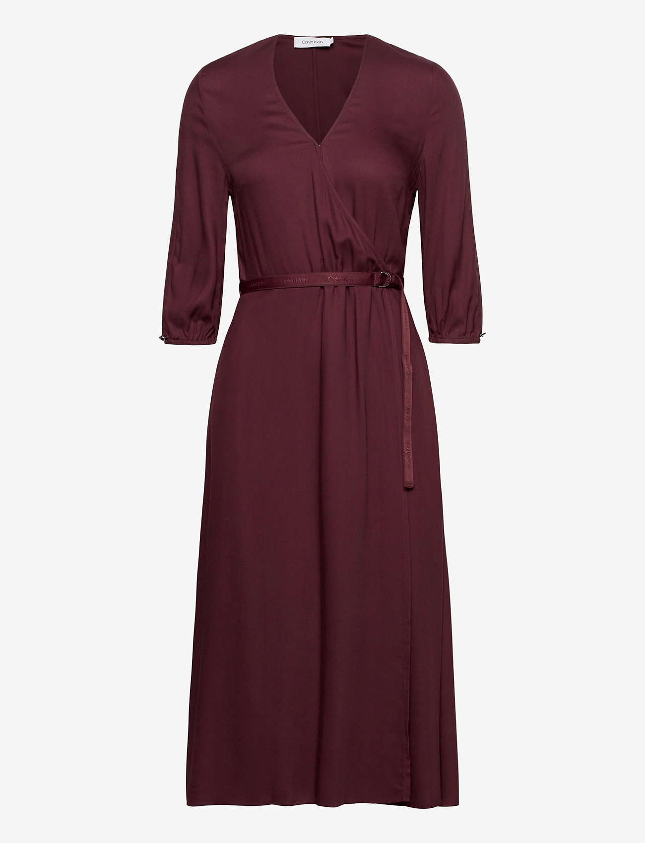 Calvin Klein - VISCOSE TWILL WRAP MIDI DRESS - port royale - 0