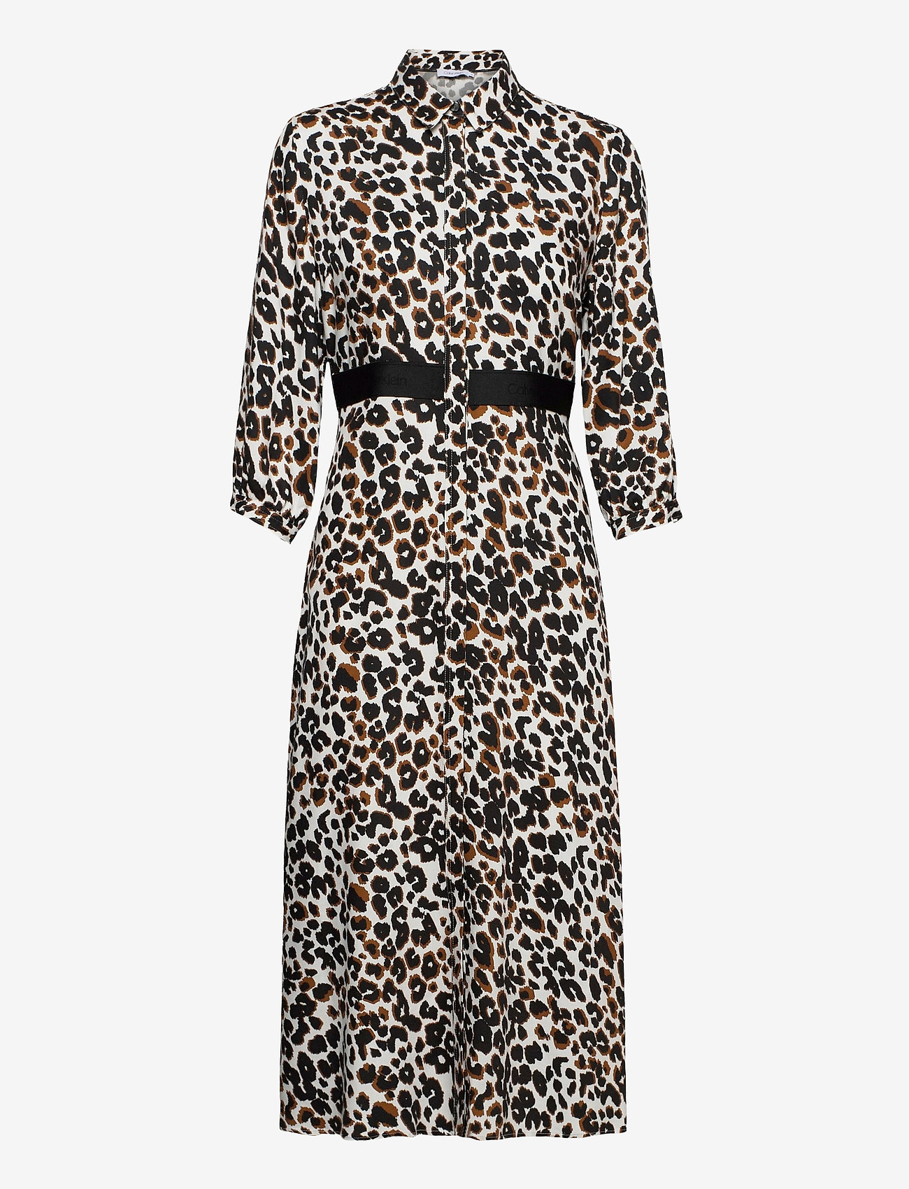 Calvin Klein - MIDI SHIRT DRESS - white black leopard  print - 0