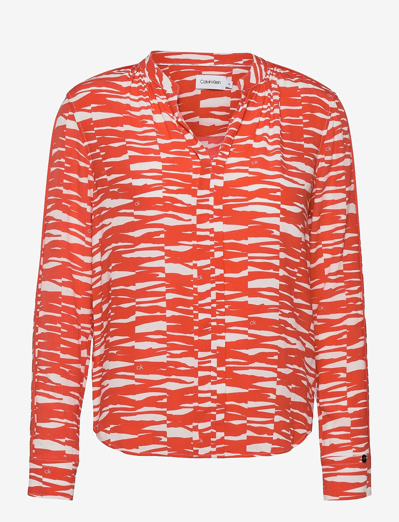 Calvin Klein - VISCOSE RAYON LS PIPING BLOUSE - stripey zebra fiesta / ecru - 0