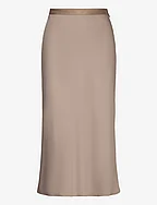 RECYCLED CDC BIAS CUT MIDI SKIRT - NEUTRAL TAUPE
