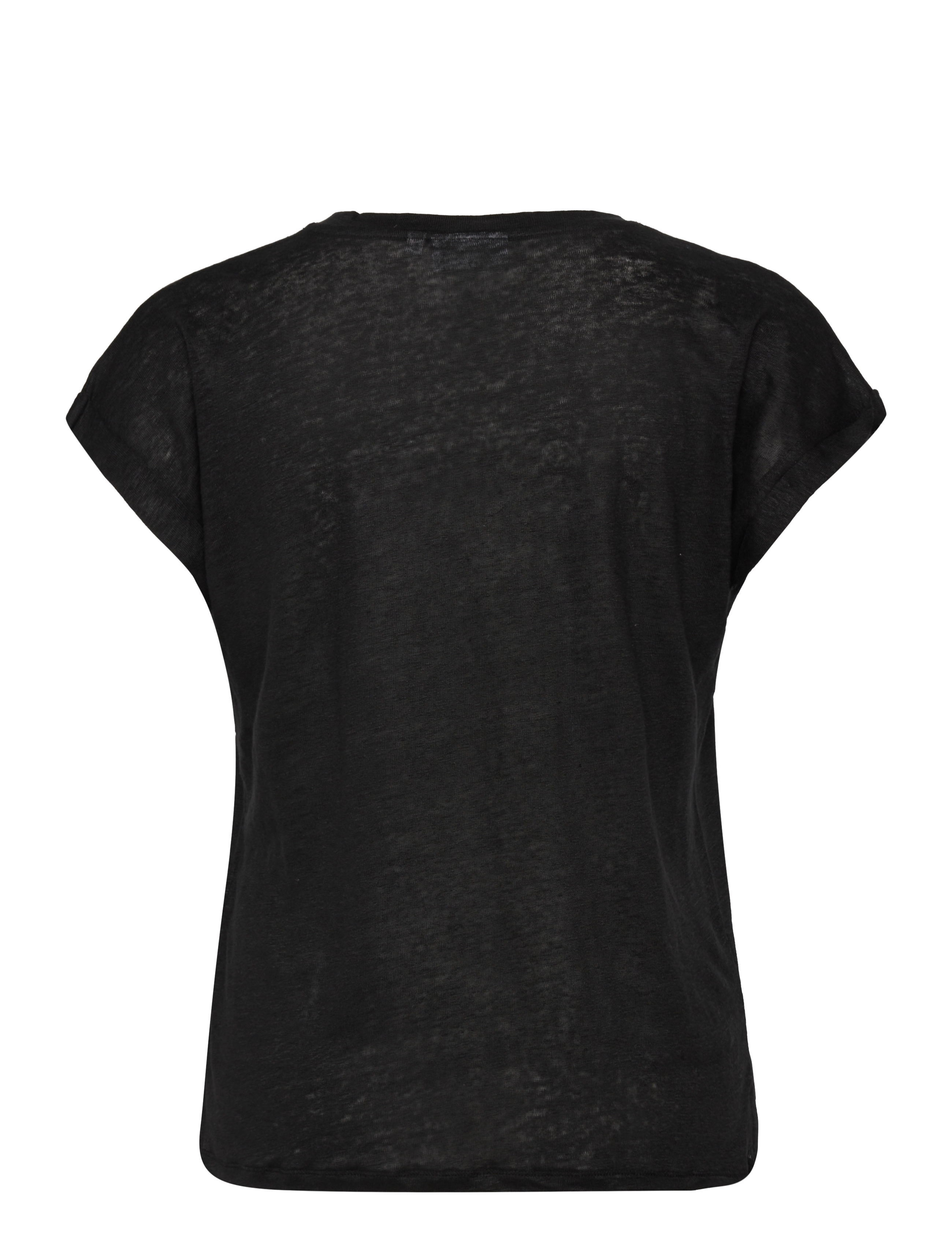 Calvin Klein - LINEN JERSEY TURN UP SLV TOP - ck black - 1