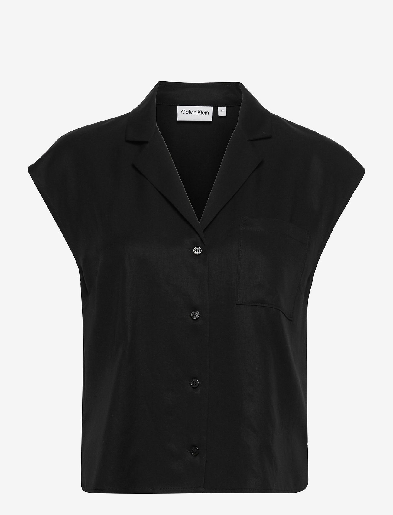 Calvin Klein - REFIBRA TENCEL SS POCKET BLOUSE - ck black - 0