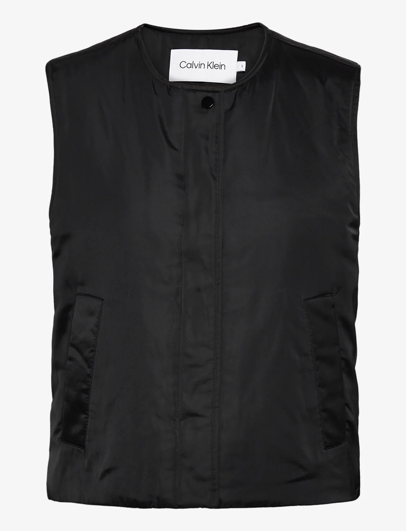 Calvin Klein - MINIMAL PADDED SATIN VEST - puffer vests - ck black - 0