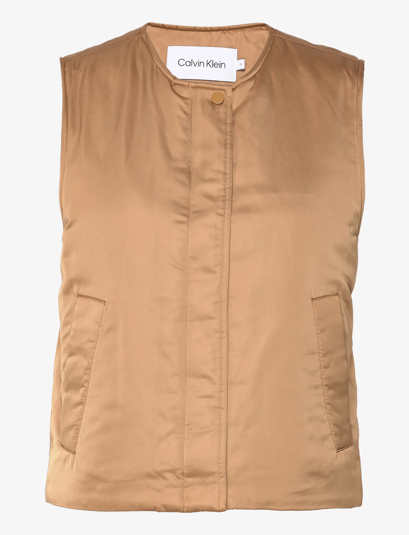 Calvin Klein - MINIMAL PADDED SATIN VEST - puffer vests - safari canvas - 0