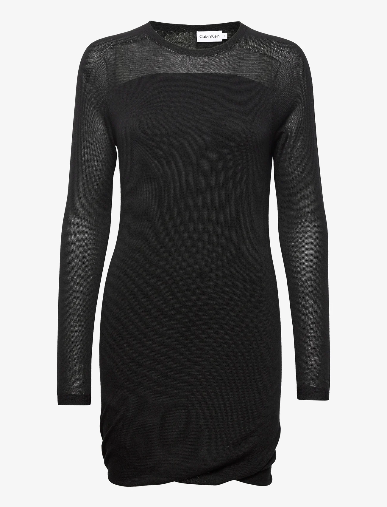 Calvin Klein - SHEER KNIT BANDEAU MIDI DRESS - t-kreklu kleitas - ck black - 0