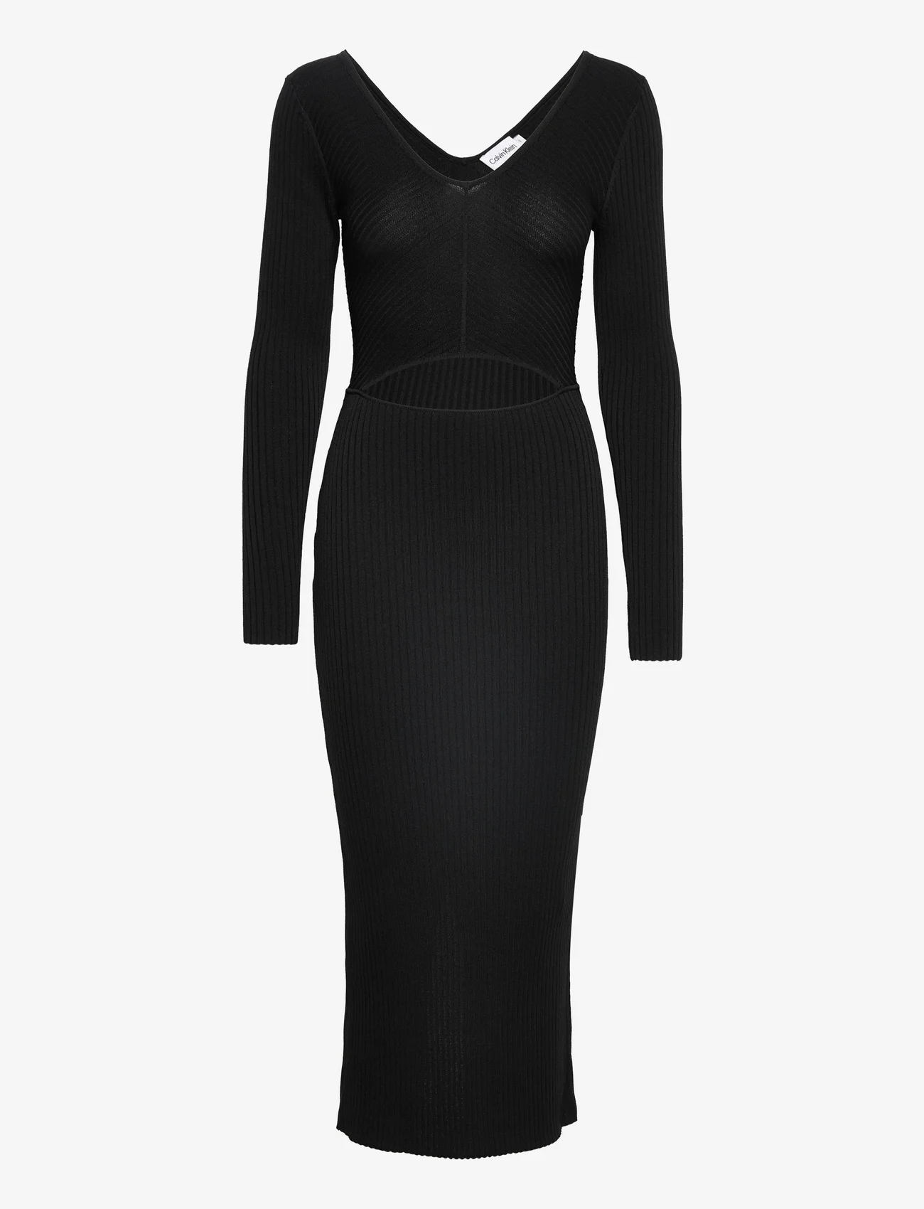 Calvin Klein - ICONIC RIB CUT OUT MIDI DRESS - bodycon dresses - ck black - 0