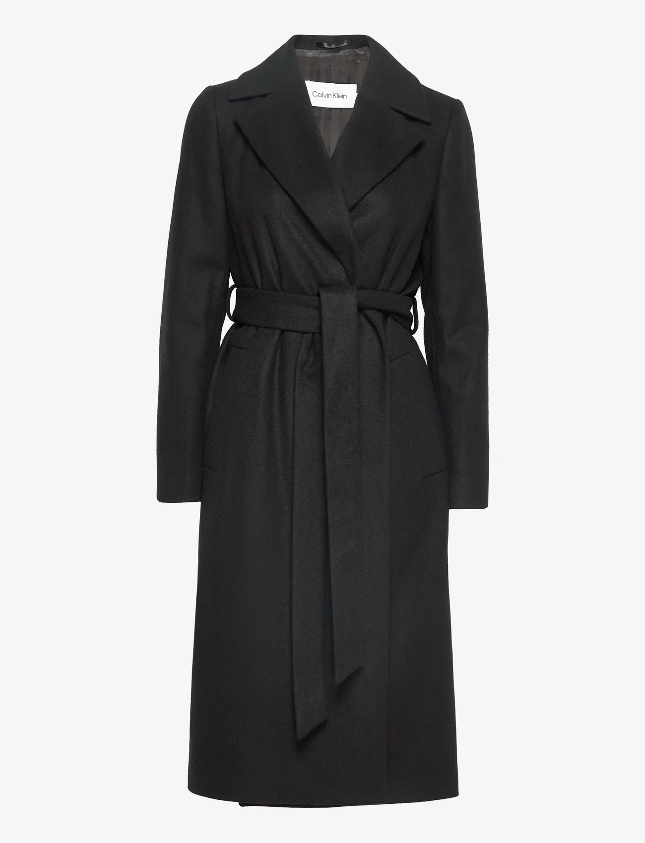 Calvin Klein Essential Wool Wrap Coat (Ck Black), ( €) | Large  selection of outlet-styles 