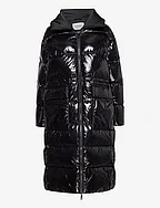Long high shine padded coat online