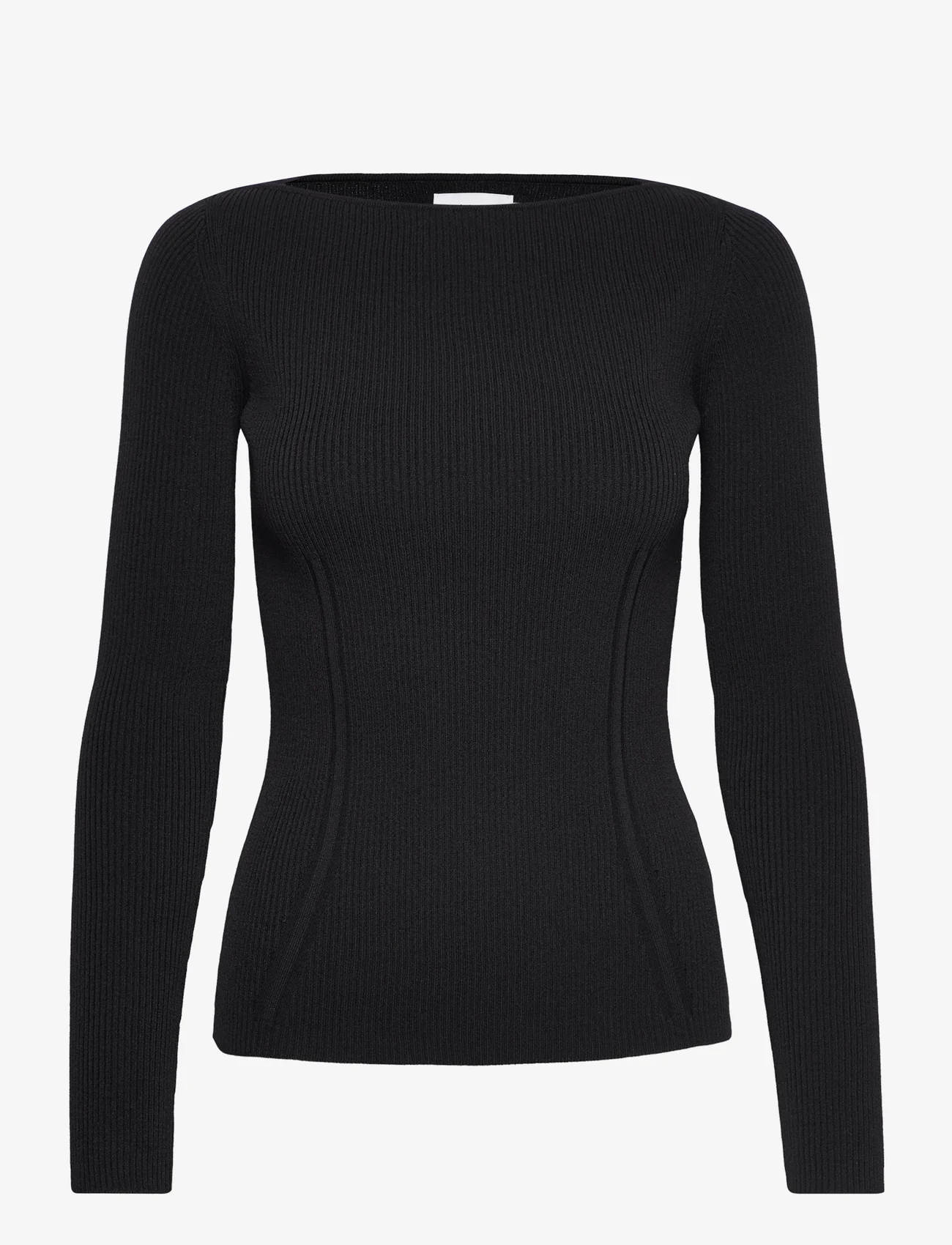 Calvin Klein - ICONIC RIB OPEN-NECK SWEATER LS - džemperi - ck black - 0