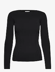 Calvin Klein - ICONIC RIB OPEN-NECK SWEATER LS - džemperiai - ck black - 0