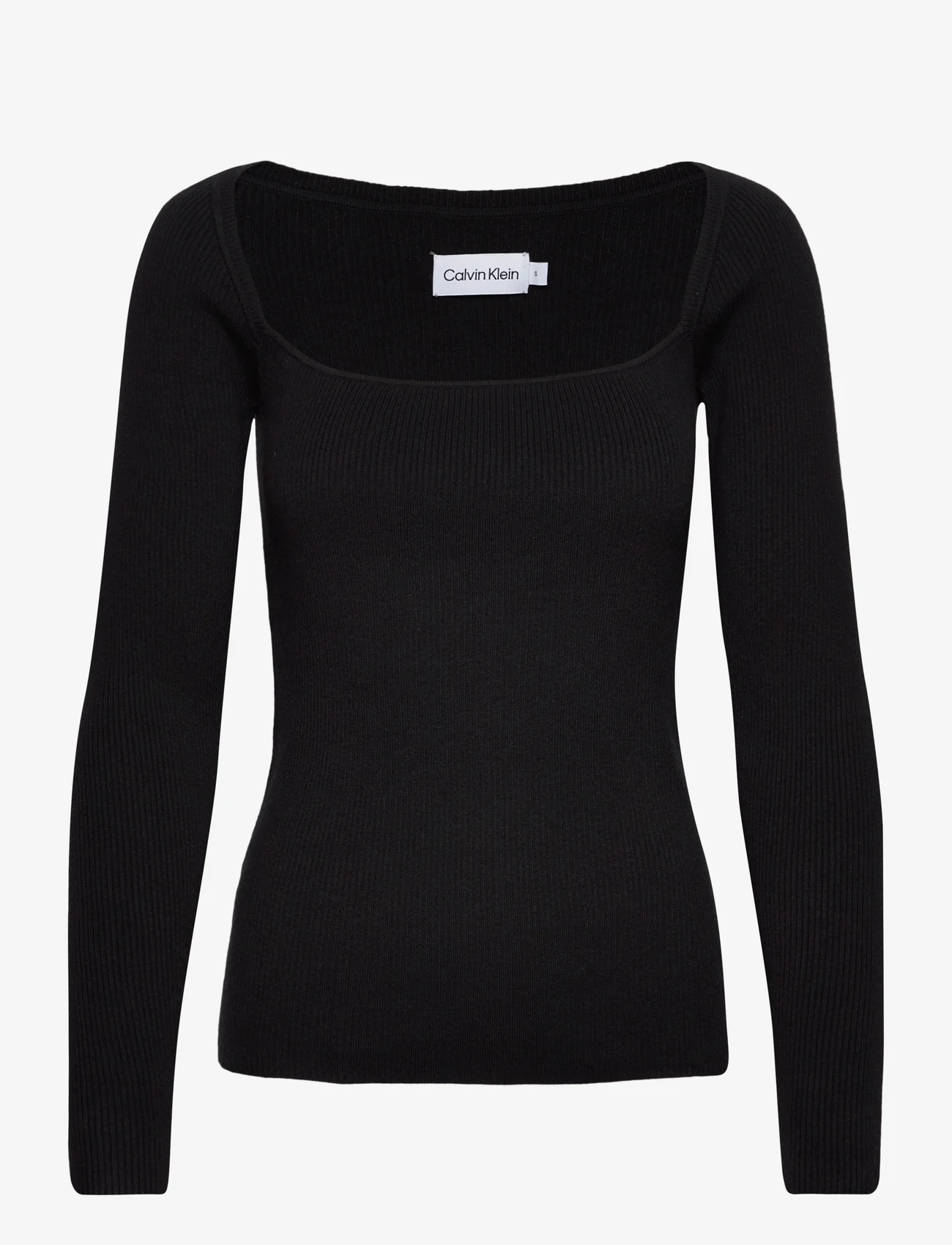 Calvin Klein - RIB SQUARE-NECK SWEATER LS - palaidinukės ilgomis rankovėmis - ck black - 0
