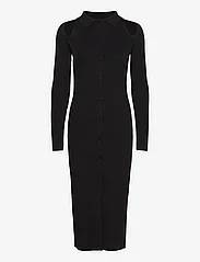 Calvin Klein - ICONIC RIB SHIRT MIDI DRESS - bodycon jurken - ck black - 0