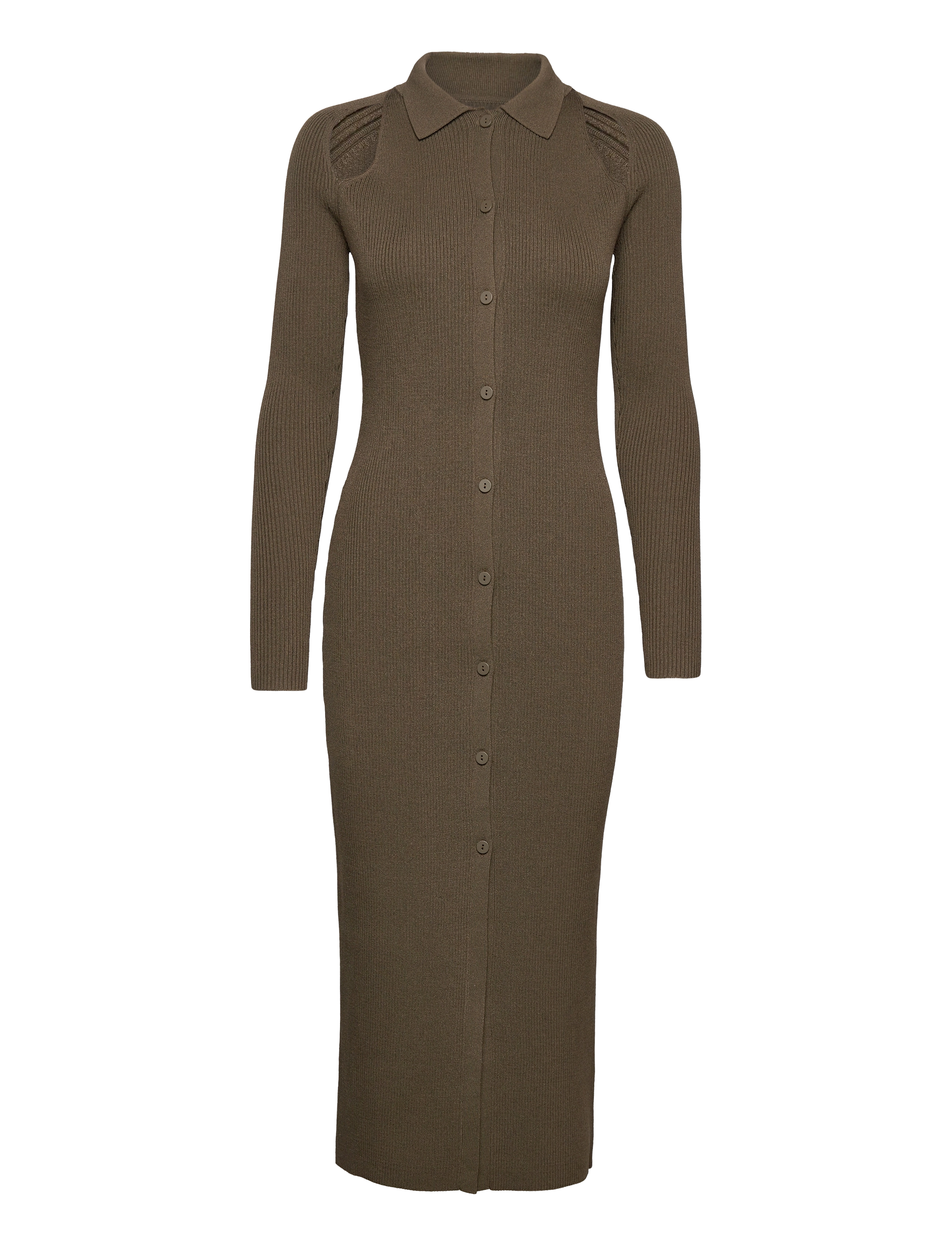 Calvin Klein ICONIC RIB SHIRT MIDI DRESS - Klänningar - WILLOW GREEN / khaki/green
