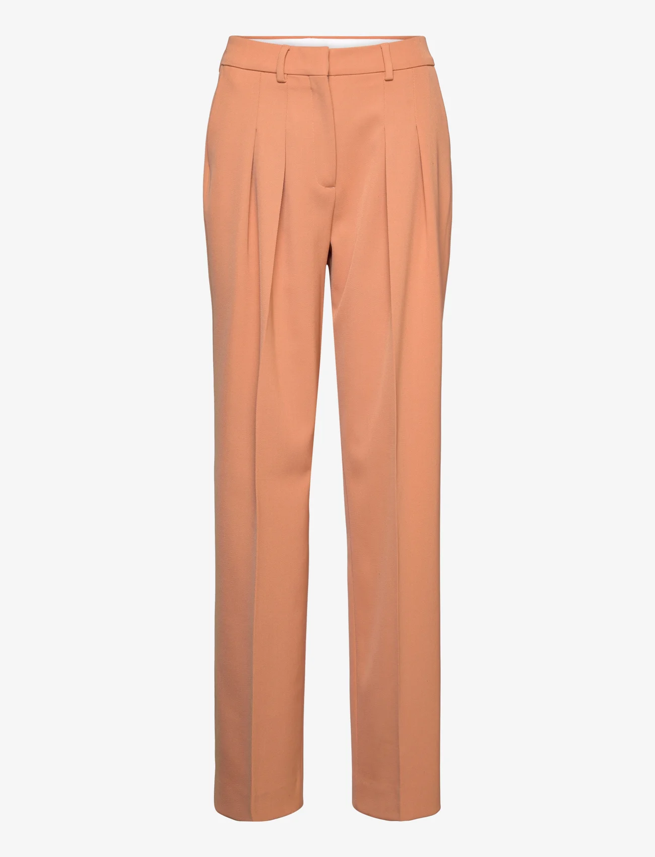 Calvin Klein - WOOL TWILL PLEATED STRAIGHT PANT - vakarėlių drabužiai išparduotuvių kainomis - pale terracotta - 0
