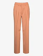 WOOL TWILL PLEATED STRAIGHT PANT - PALE TERRACOTTA