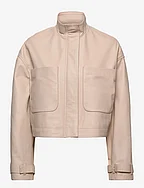 LEATHER CROPPED JACKET - SMOOTH BEIGE