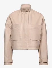 Calvin Klein - LEATHER CROPPED JACKET - spring jackets - smooth beige - 0