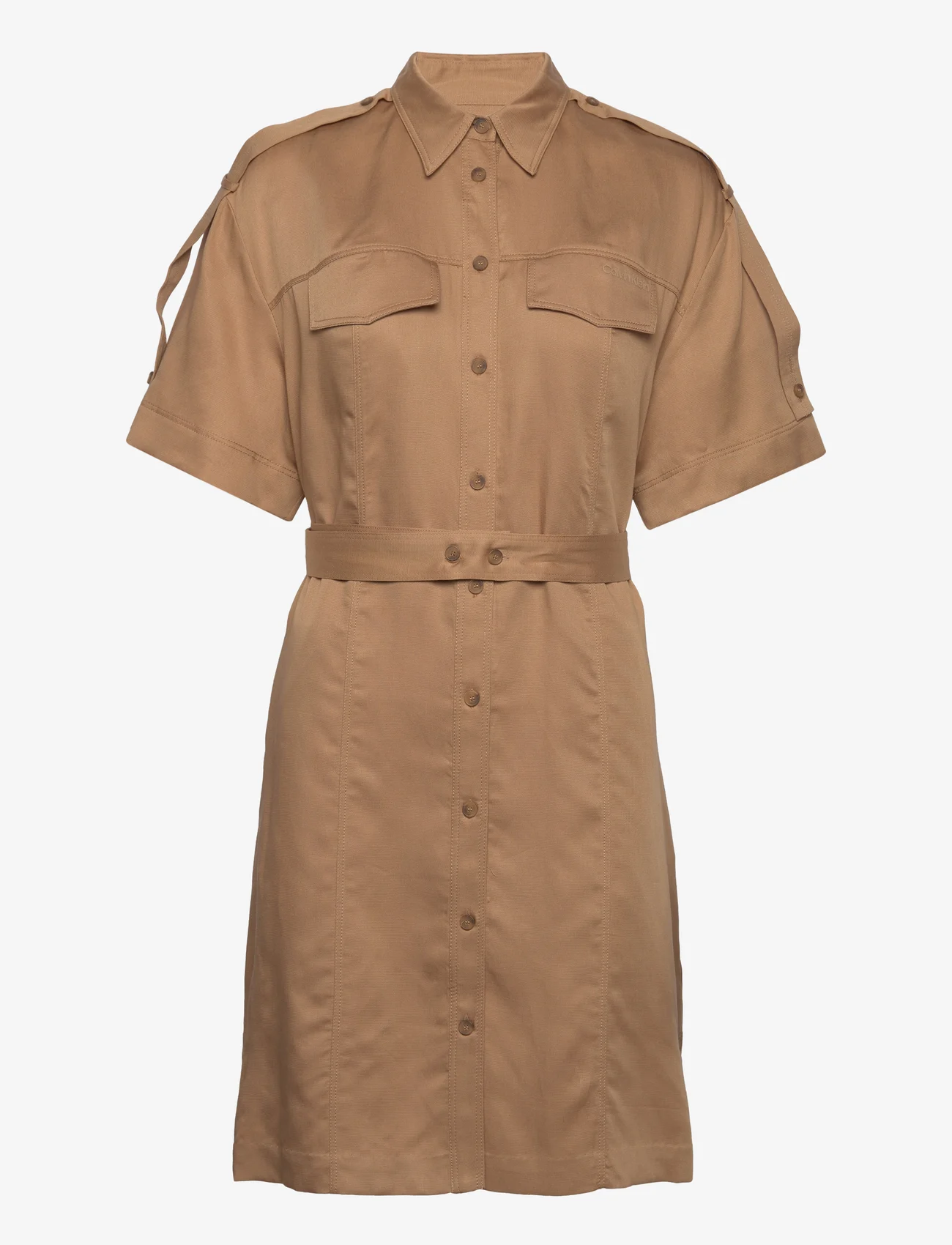 Calvin Klein - DRAPY TENCEL SHIRT DRESS - shirt dresses - timeless camel - 0