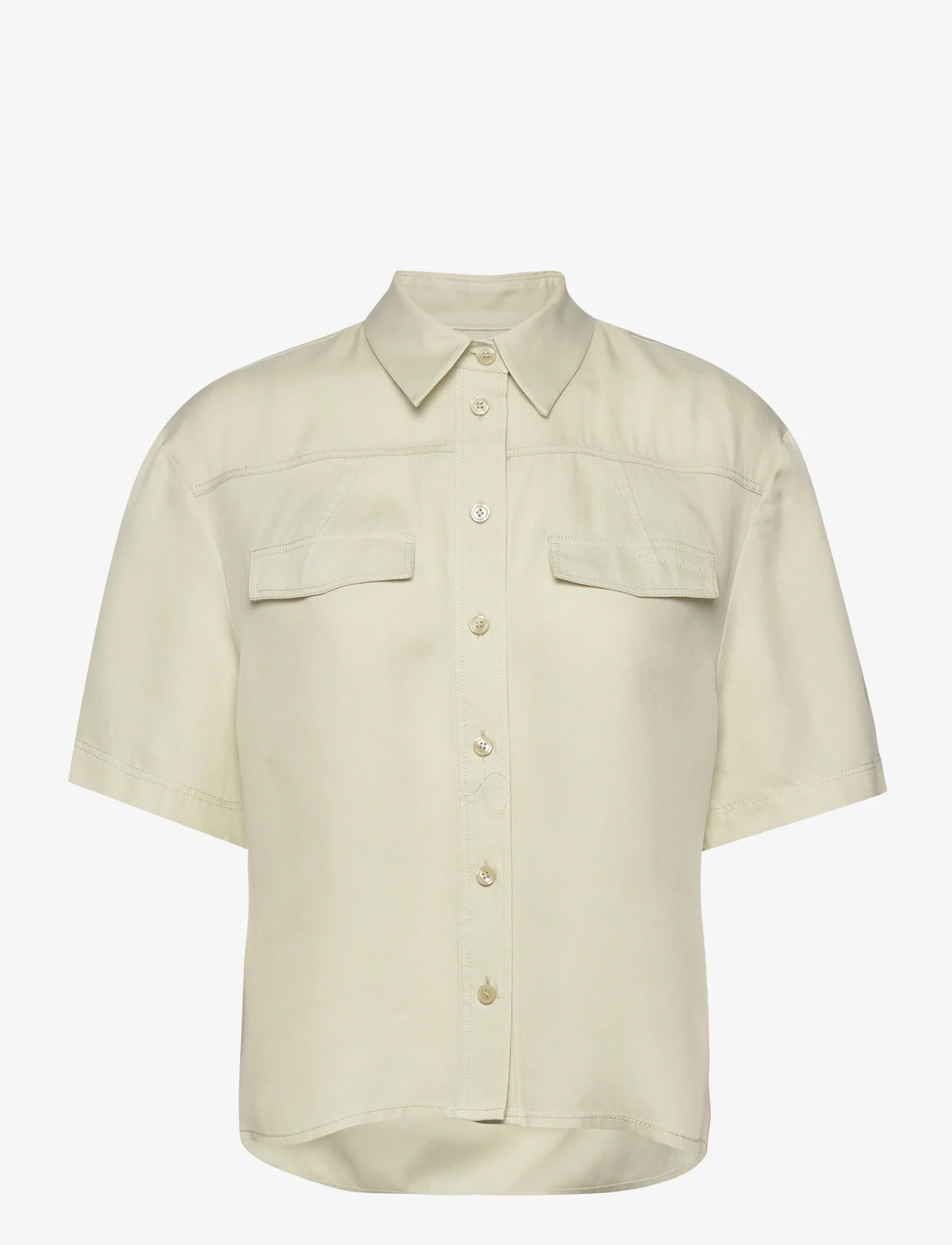 Calvin Klein - TENCEL SS BLOUSE - kortærmede skjorter - vintage ivory - 0