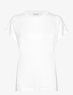 LINEN JERSEY C-NECK TOP SS - BRIGHT WHITE