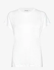 Calvin Klein - LINEN JERSEY C-NECK TOP SS - t-shirts - bright white - 0
