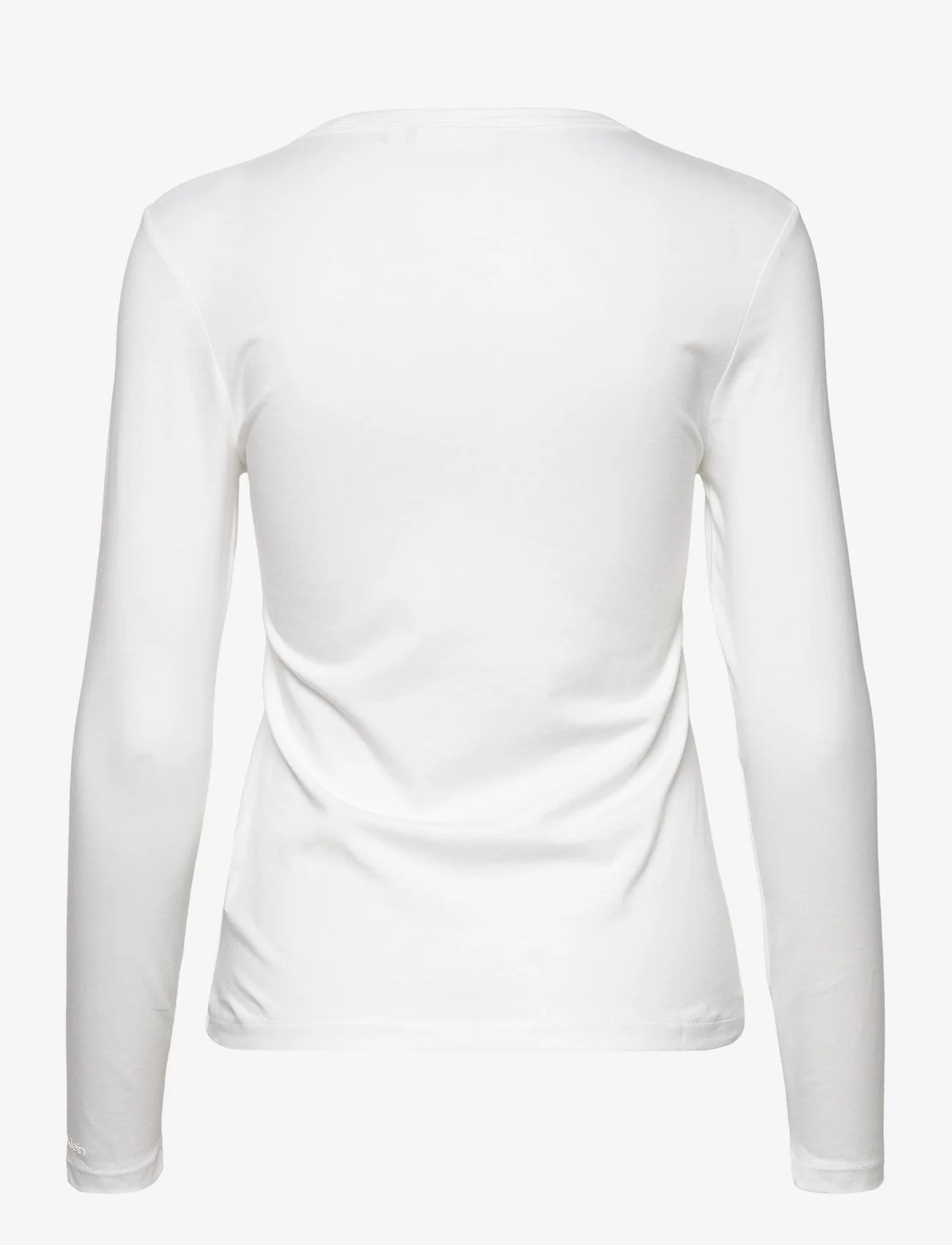 Calvin Klein - SMOOTH COTTON CREW NECK TEE LS - pikkade varrukatega alussärgid - bright white - 1