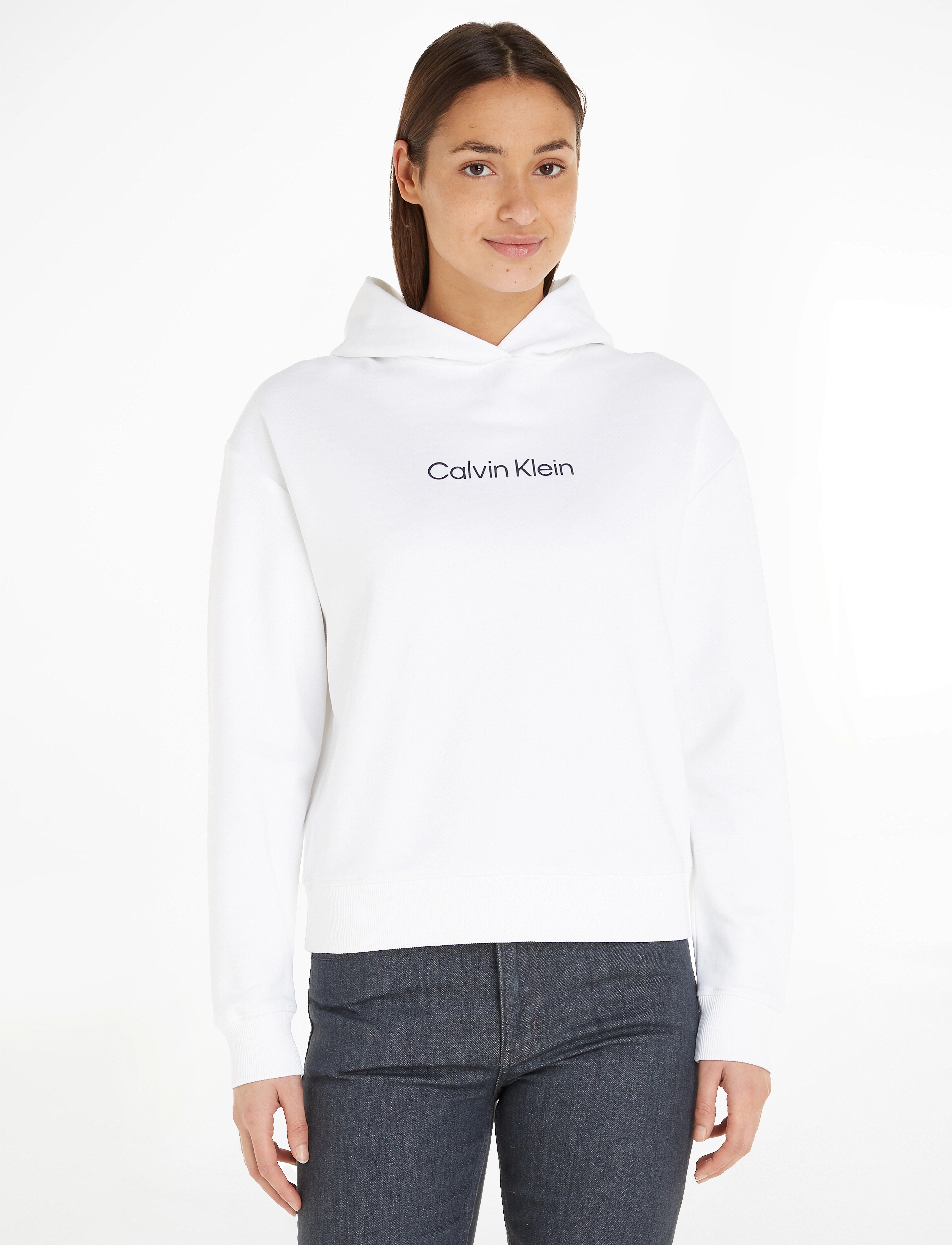 Calvin Klein HERO LOGO HOODIE - Kapuzenpullover - BRIGHT WHITE / white