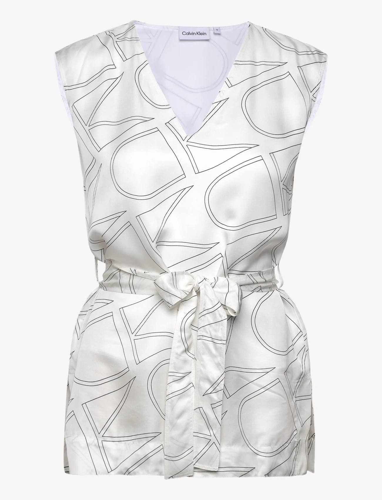 Calvin Klein - MONOGRAM BELTED TOP - blouses zonder mouwen - logo print / vanilla ice - 0