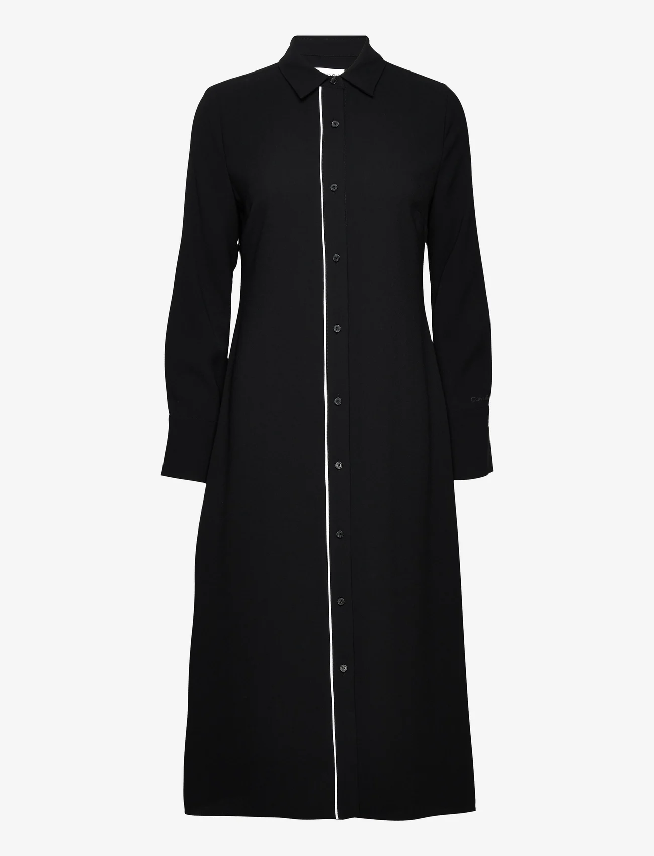 Calvin Klein - CREPE TIPPING MIDI SHIRT DRESS - marškinių tipo suknelės - ck black - 0