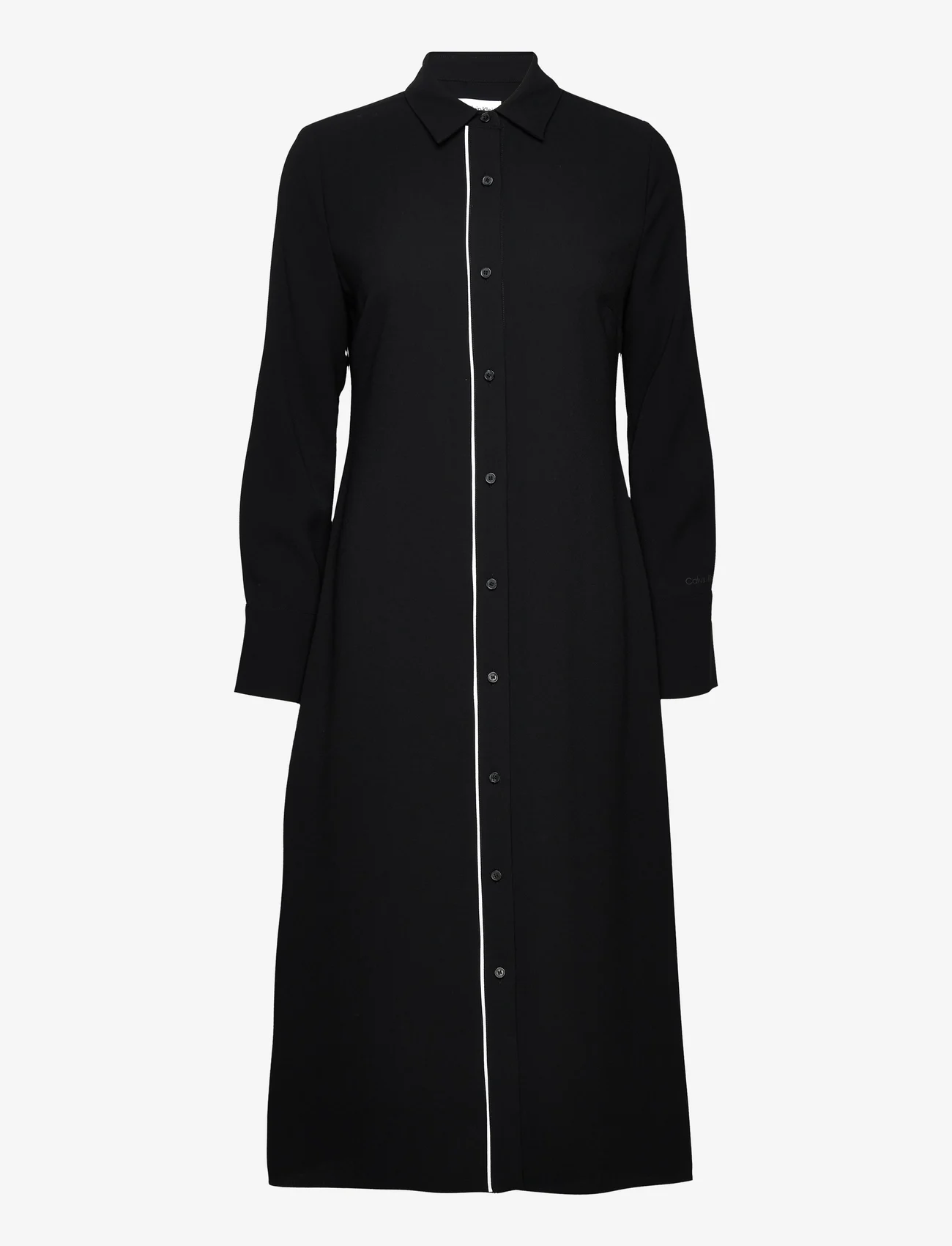 Calvin Klein - CREPE TIPPING MIDI SHIRT DRESS - skjortekjoler - ck black - 0