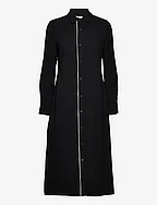 CREPE TIPPING MIDI SHIRT DRESS - CK BLACK