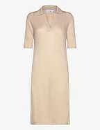 LYOCELL BLEND POLO DRESS SS - SMOOTH BEIGE