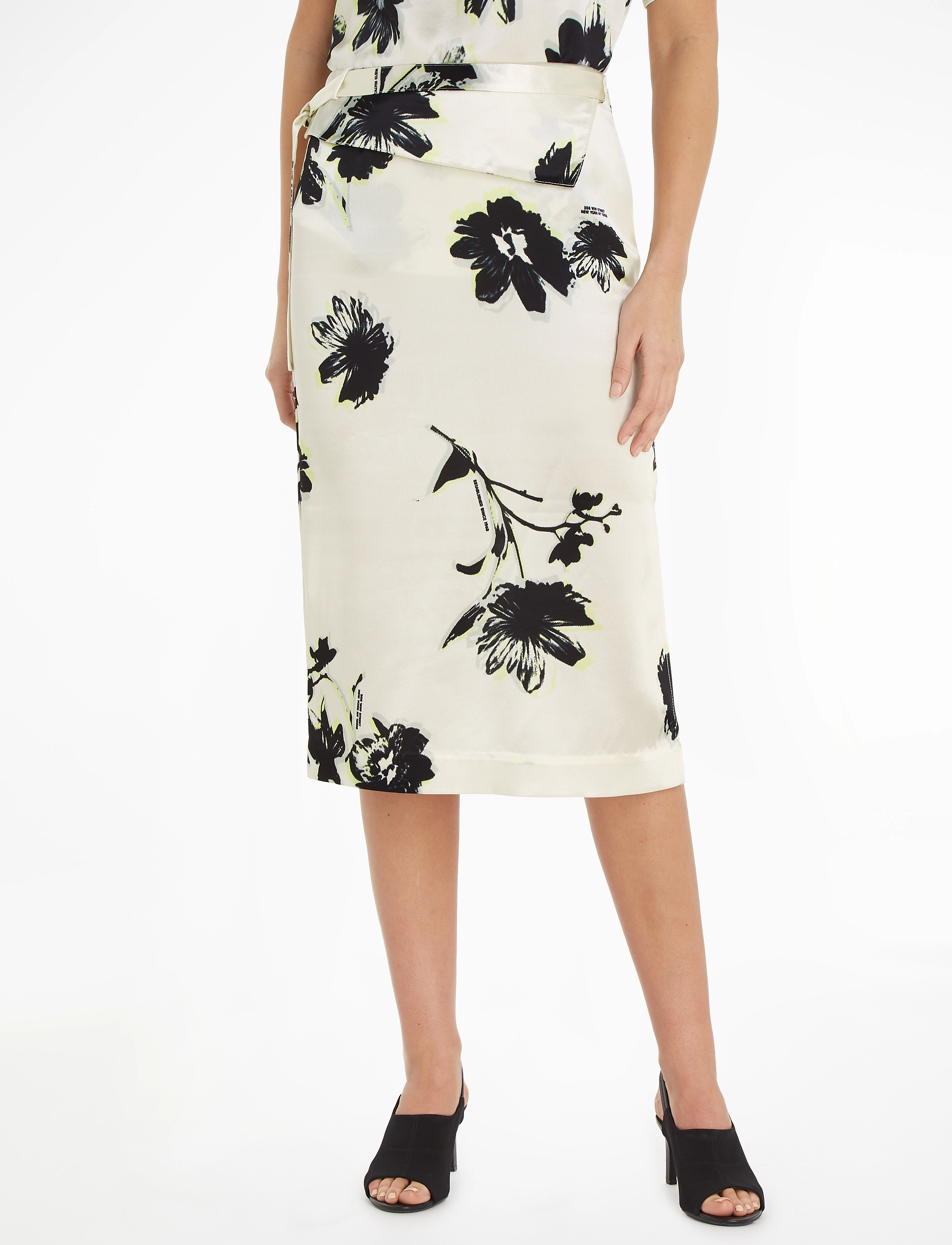 Calvin Klein MODERN FLORAL SKIRT - Nederdele - MODERN FLORAL / VANILLA ICE / cream