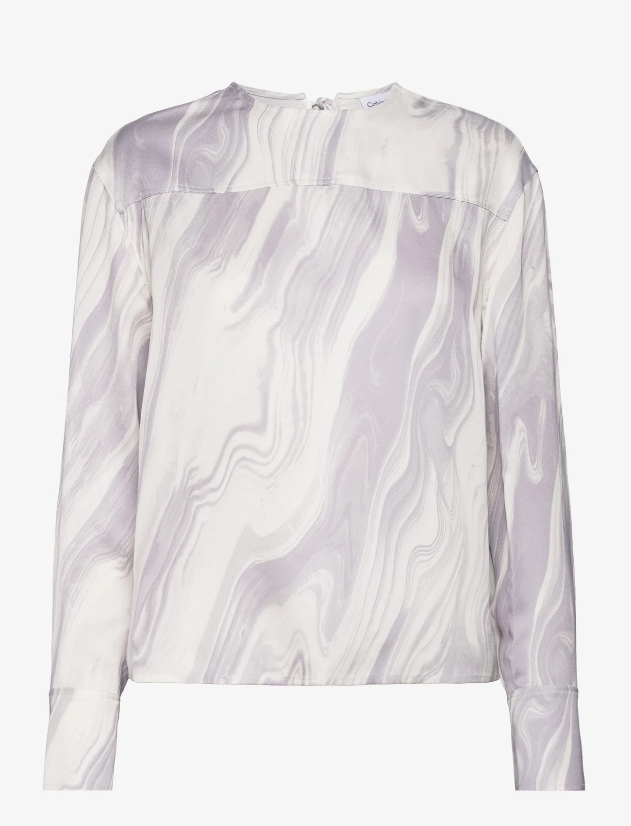 Calvin Klein - SHINE VISCOSE LS TOP - long-sleeved blouses - brushstroke fade / lilac dusk - 0