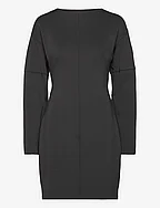 TECHNICAL KNIT LS FITTED DRESS - CK BLACK